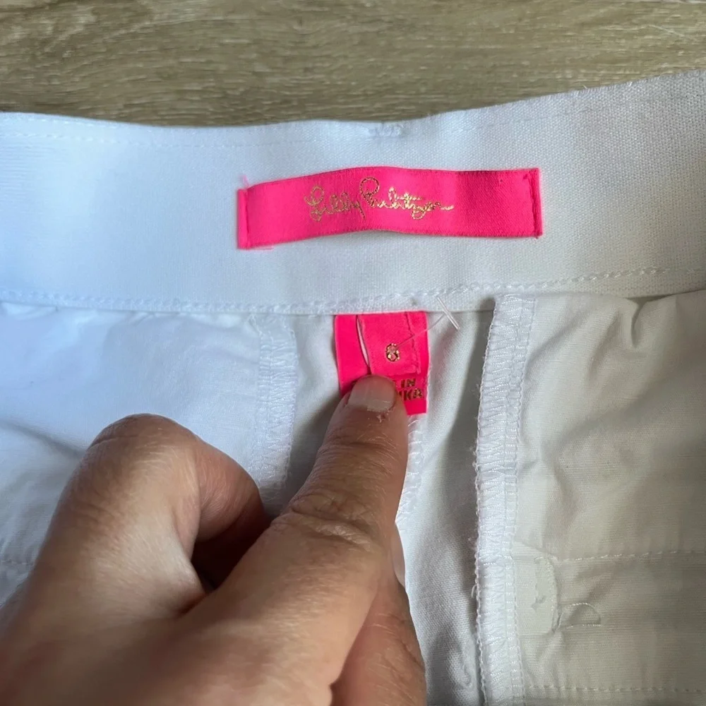 Lilly Pulitzer Gretchen High Rise Straight Leg Pants in Resort White SZ 6 - Picture 4 of 7